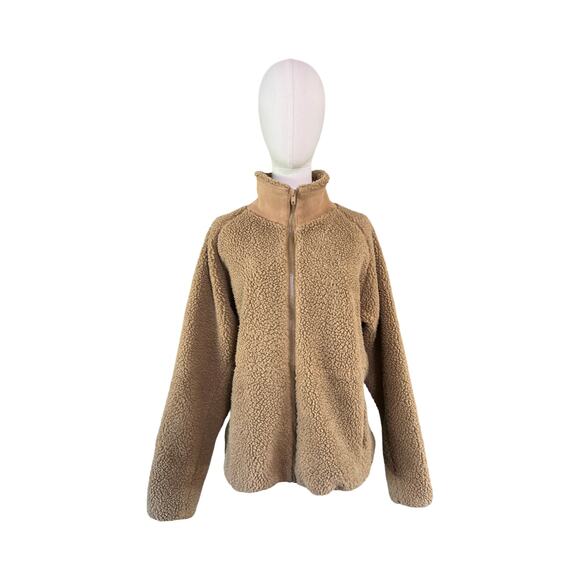J. Galt California Sherpa Fleece Zip Jacket Tan Teddy Full Zip Women’s One Size - Picture 1 of 9